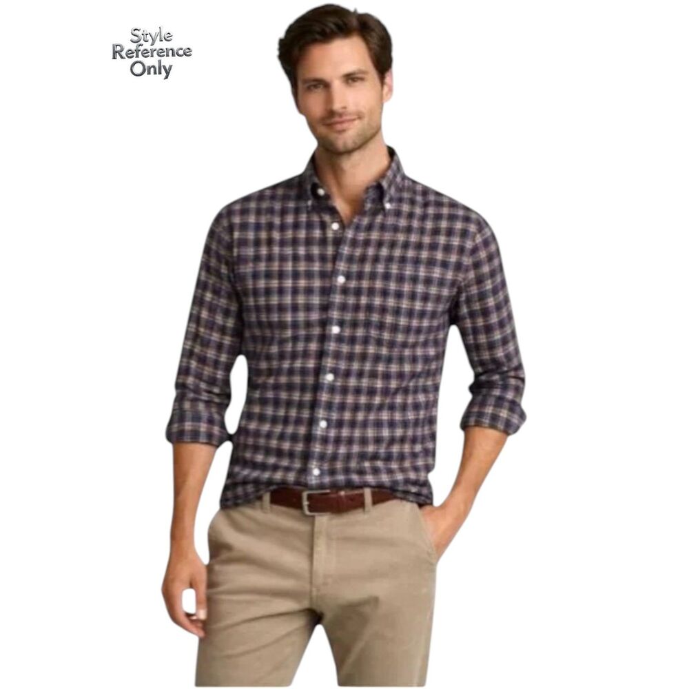 Billy Reid Slim Fit Seersucker Check Shirt Men's Small Blue Tan Button Down